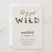 野生ヒョウの毛皮の文字を取得エレガント40th誕生日 招待状 (正面)