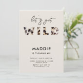 野生ヒョウの毛皮の文字を取得エレガント40th誕生日 招待状 (スタンド正面)