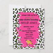野生ヒョウピンクベビーシャワー招待状! 招待状 (裏面)