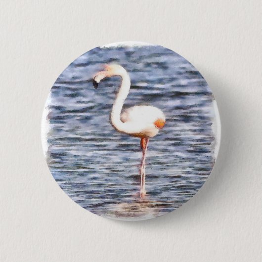 野生フラミンゴ 缶バッジ (正面)
