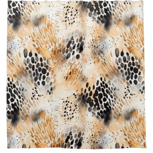 野生ブラッククリームヒョウ動物 シャワーカーテン (正面)