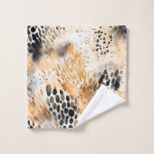 野生ブラッククリームヒョウ動物 バスタオルセット (ウォッシュタオル)