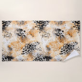 野生ブラッククリームヒョウ動物 ビーチタオル (正面)