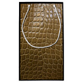 野生ベージュ茶色のわにワニの革 スモールペーパーバッグ (裏面)