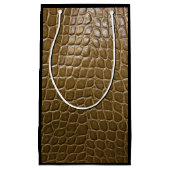 野生ベージュ茶色のわにワニの革 スモールペーパーバッグ (正面)