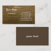 野生ベージュ茶色のわにワニの革 名刺 (正面/裏面)