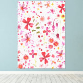 野生モダンの花の水色 キャンバスプリント (インサイチュ (ウッドフロア))