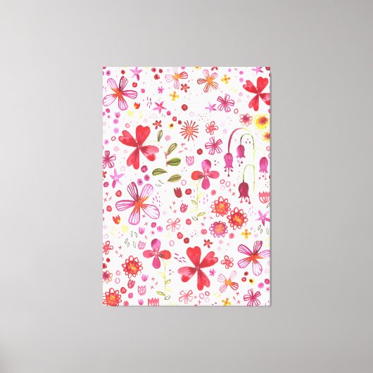 野生モダンの花の水色 キャンバスプリント (正面)