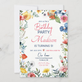 野生モダンの花の誕生日の招待ボホフローラ 招待状
