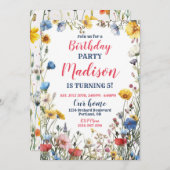 野生モダンの花の誕生日の招待ボホフローラ 招待状 (正面/裏面)