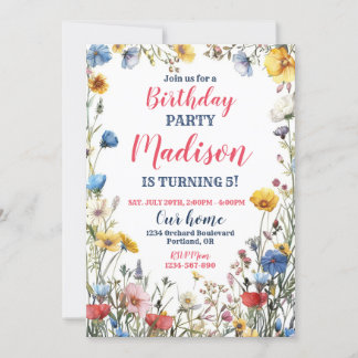 野生モダンの花の誕生日の招待ボホフローラ 招待状