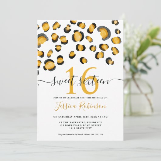 野生モダンヒョウの水の色のパターン甘い16 招待状 (スタンド正面)