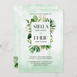 野生モンステラ熱帯葉金ゴールド結婚ズ 招待状