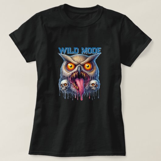 野生モードの幻想フクロウ Tシャツ (デザイン正面)