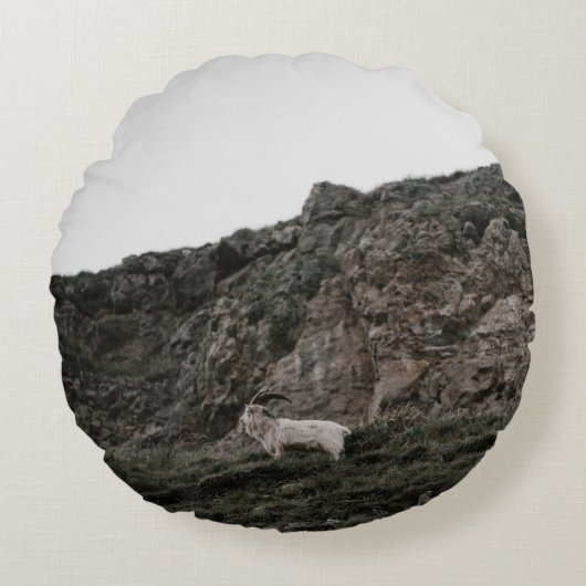 野生ヤギ ラウンドクッション (正面)