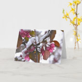 野生リンゴの花の雪とのNotecard カード (黄色い花)