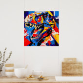 野生レトロT-レックス恐竜の融合 ポスター (キッチン)