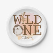 野生ワン初誕生日野生動物 ペーパープレート (正面)