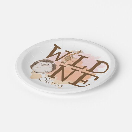 野生ワン初誕生日野生動物 ペーパープレート (アングル)