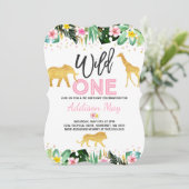 野生ワン誕生日招待状ジャングル動物パーティー 招待状 (スタンド正面)