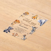 野生一動物モダン男の赤ちゃんシャワー アクリル招待状 (レイダウン)