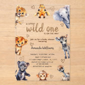 野生一動物モダン男の赤ちゃんシャワー アクリル招待状 (正面)