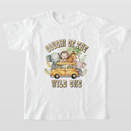 野生児のいとこ少年 サファリ動物 Tシャツ (レイダウン)