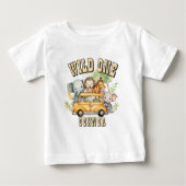 野生児の誕生日サファリ動物たち ベビーTシャツ (正面)