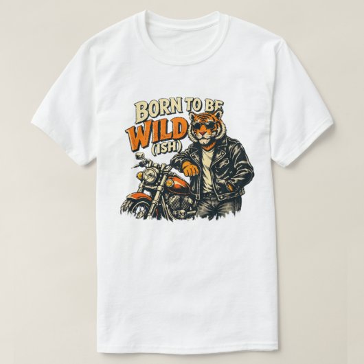 野生児タイガー バイク グラフィック Tシャツ (デザイン正面)