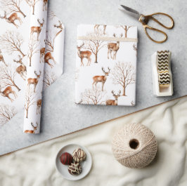 野生動物かわいらし鹿の風景の贈り物 ラッピングペーパー