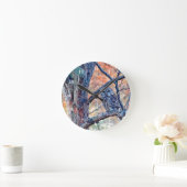 野生動物がバーレッド・フクロウの木の写真 ラウンド壁時計 (ホーム)