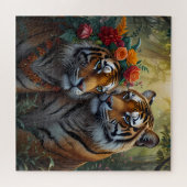 野生動物と自然を愛するタイガーカップル ジグソーパズル (横)