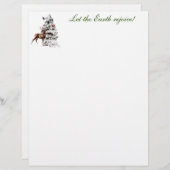 野生動物と鳥の雪に覆われた木 レターヘッド (正面/裏面)