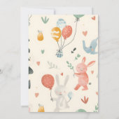 野生動物のお友達の誕生日招待状 招待状 (裏面)