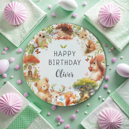 野生動物のかわいい魔法の森 ペーパープレート