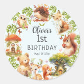野生動物のかわいい魔法の森 ラウンドシール (正面)