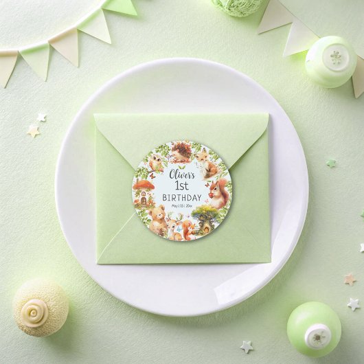 野生動物のかわいい魔法の森 ラウンドシール