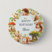 野生動物のかわいい魔法の森 缶バッジ (正面)