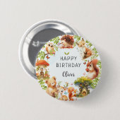 野生動物のかわいい魔法の森 缶バッジ (正面&裏面)