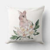 野生動物のウサギと花 クッション (正面)