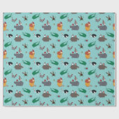 野生動物のクリスマスホリデー ラッピングペーパー (フラット)