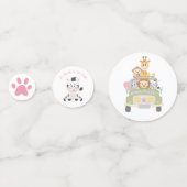 野生動物のサファリピンクのベビーガールシャワー コンフェッティ (正面)