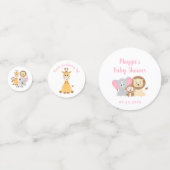 野生動物のサファリピンクのベビーガールシャワー コンフェッティ (裏面)