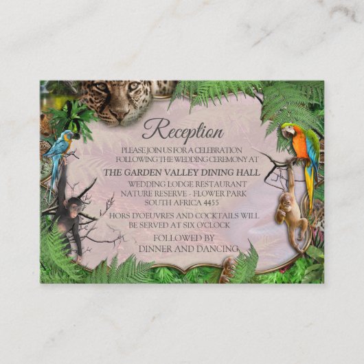 野生動物のジャングルの植物と動物 エンクロージャーカード (正面)