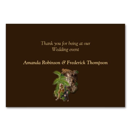 野生動物のジャングルの植物と動物 テーブルナンバー (裏面)