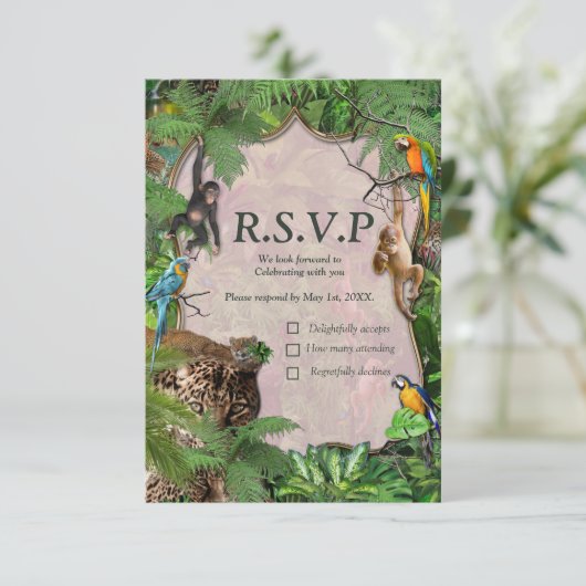 野生動物のジャングルの植物と動物 出欠カード (スタンド正面)