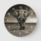 野生動物のブルゾウの写真 ラウンド壁時計 (正面)