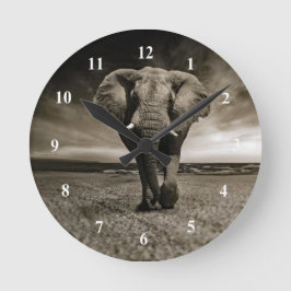 野生動物のブルゾウの写真 ラウンド壁時計
