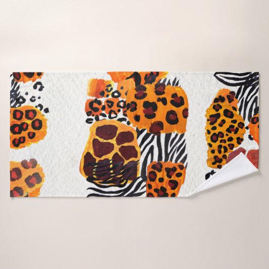 野生動物のミックスの継ぎ目のない模様。ヒョウ・ジャガー バスタオル (バスタオル)