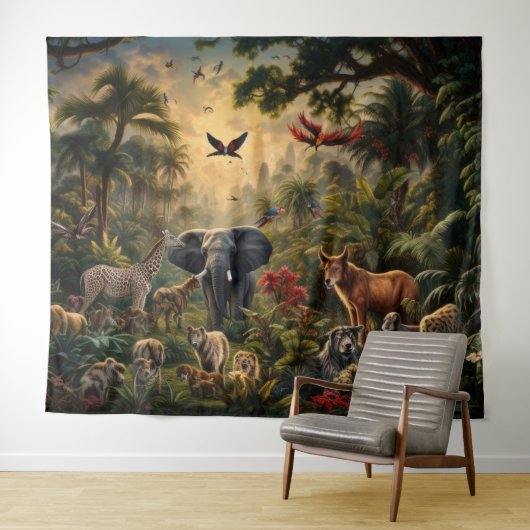 野生動物の壁アート - ジャングル動物の写真 タペストリー (インサイチュ(横))